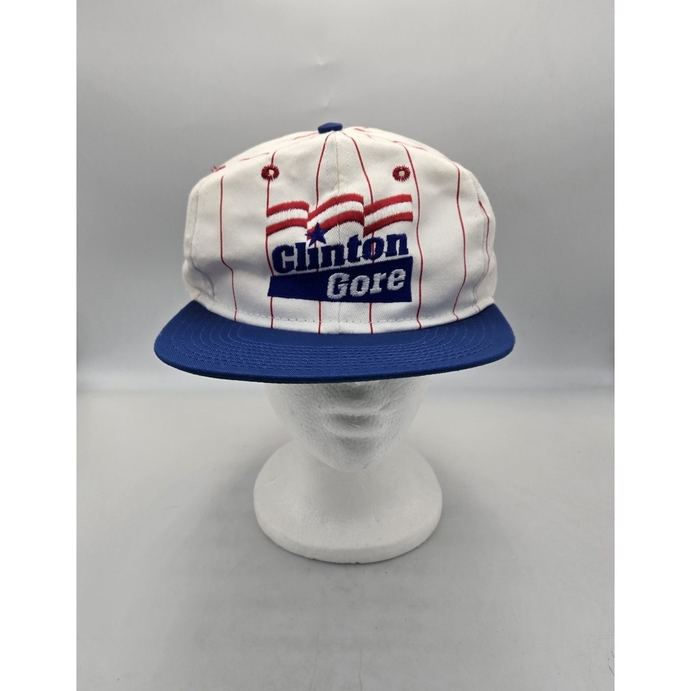 Vtg Election Snapback Hat Cap Made USA Bill Clinton Al Gore 90s Red White Blue